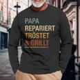 Bbq Papa Repariert Komöstet Und Grillt For Dad Langarmshirts Geschenke für alte Männer