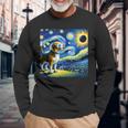 Beagle Dog Solar Eclipse Glasses 2024 Van Gogh Starry Night Long Sleeve T-Shirt Gifts for Old Men