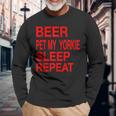 Beer Pet Yorkie Sleep Repeat Red LDogLove Long Sleeve T-Shirt Gifts for Old Men