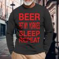 Beer Pet Yorkies Sleep Repeat Red CDogLove Long Sleeve T-Shirt Gifts for Old Men