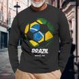 Best Brazil Soccer Ball Flag Brazilian Futbol Fan Long Sleeve T-Shirt Gifts for Old Men