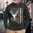 Best Buckin' Dad Ever Deer Hunting Fathers Day American Flag Long Sleeve T-Shirt Gifts for Old Men