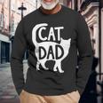 Best Cat Dad Fathers Day Men Kitty Daddy Papa Father's Day Long Sleeve T-Shirt Gifts for Old Men