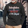 Biden Flation The Cost Of Voting Stupid Anti Biden 4Th July Long Sleeve T-Shirt Gifts for Old Men