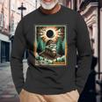 Bigfoot Total Solar Eclipse 2024 Vermont Sasquatch Vintage Long Sleeve T-Shirt Gifts for Old Men