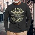 Biker Death Machine Motor Skull Motorcycle Vintage Retro Long Sleeve T-Shirt Gifts for Old Men