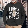 I Bims Die Die Braut Hochzeit Motiv Lama Alpaka Jga Party Langarmshirts Geschenke für alte Männer