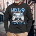 Birthday Boy Level 9 Unlocked Gamer 9 Year Old 9Th Birthday Long Sleeve T-Shirt Gifts for Old Men