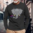 Bisexual Flag Elephant Lgbt Bi Pride Stuff Animal Long Sleeve T-Shirt Gifts for Old Men