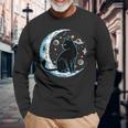 Black Cat Crescent Sailor-Moon Phases Astrology Pet Lover Long Sleeve T-Shirt Gifts for Old Men