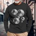 Black And White Disco Ball Pattern 70S 80S Retro Vintage Long Sleeve T-Shirt Gifts for Old Men