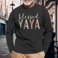 Blessed Yaya Cute Leopard Print Long Sleeve T-Shirt Gifts for Old Men