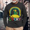 Block Brick Building Figure St Patrick's Day Master Builder Long Sleeve T-Shirt Gifts for Old Men