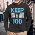 Blue Keep It 100 Blue Color Graphic Long Sleeve T-Shirt Gifts for Old Men