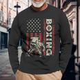 Boxing Us Flag For Dad Boxer Patriotic 4Th Of July Long Sleeve T-Shirt Gifts for Old Men