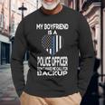 My Boyfriend Is A Police Officer Thin Blue Line Heart Long Sleeve T-Shirt Gifts for Old Men