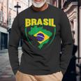 Brasil Sport Soccer Football Brazilian Flag Long Sleeve T-Shirt Gifts for Old Men