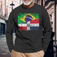 Brazil Dominican Republic Flags Half Dominican Brazilian Long Sleeve T-Shirt Gifts for Old Men