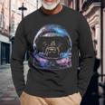 Brown Labrador In Space Galaxy Astronaut Helmet Dog Long Sleeve T-Shirt Gifts for Old Men
