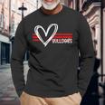 Bulldogs Team Pride School Spirit White Red Heart Long Sleeve T-Shirt Gifts for Old Men