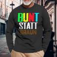 Bunt Statt Braun Langarmshirts, Farbblock-Schrift Design, Schwarzes Tee Geschenke für alte Männer