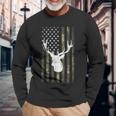 Camo Deer American Flag Graphic Hunting Men Dad Boys Long Sleeve T-Shirt Gifts for Old Men