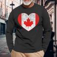 Canada Flag Heart Canadian Roots Americans Love Maple Long Sleeve T-Shirt Gifts for Old Men