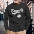 Canada Varsity Sports Script Cursive Retro Vintage Jersey Long Sleeve T-Shirt Gifts for Old Men