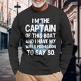 Captain Boater Boating Pontoon Summer Vacation Long Sleeve T-Shirt Gifts for Old Men