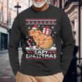 Capy Ugly Christmas Sweater Capybara Lover Christmas Long Sleeve T-Shirt Gifts for Old Men