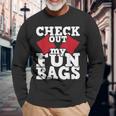 Check Out My Funbags Cornhole Player Bean Bag Game Long Sleeve T-Shirt Gifts for Old Men