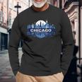 Chicago City Downtown Skyline Long Sleeve T-Shirt Gifts for Old Men