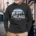 Chicago Illinois Flag Vintage Skyline Women Long Sleeve T-Shirt Gifts for Old Men