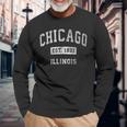 Chicago Illinois Il Vintage Athletic Sports Long Sleeve T-Shirt Gifts for Old Men