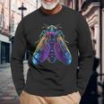 Cicada Insect Bug Colorful Entomology Entomologist Long Sleeve T-Shirt Gifts for Old Men