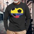 Colombia Soccer Ball Heart Jersey Colombian Football Long Sleeve T-Shirt Gifts for Old Men