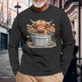 Cute Baby Highland Cow With Flowers Love Spring Pastel Long Sleeve T-Shirt Gifts for Old Men