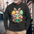 Cute Bunny Rabbit Happy Easter Egg Long Sleeve T-Shirt Gifts for Old Men