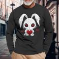 Cute Kawaii Goth Bunny Gothic White Bunny Red Heart Girls Long Sleeve T-Shirt Gifts for Old Men