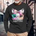 Cute Rabbit With Glasses Tie-Dye Easter Day Bunny Long Sleeve T-Shirt Gifts for Old Men