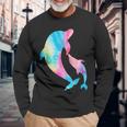 Cute Tie-Dye Dolphin Parent And Child Dolphins Long Sleeve T-Shirt Gifts for Old Men