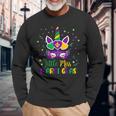 Cute Unicorn Face Mask Mardi Gras Outfit For Girls Womens Long Sleeve T-Shirt Gifts for Old Men