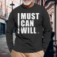 D236 I Must I Can I Will Gym RabbitBodybuilding Long Sleeve T-Shirt Gifts for Old Men