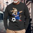 Dabbing Hund Kap Verde Fußball-Fan Trikot, Stolz Blaues Langarmshirts Geschenke für alte Männer