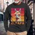 Damen Alpapa Alpaka Fan Lama Fan Liebhaberatertag Tiere Papa Mit-Ausschnitt Langarmshirts Geschenke für alte Männer