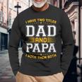 Damen Ich Habe Zwei Titel Papa Und Papa Lustigeratertag Papa Mit-Ausschnitt Langarmshirts Geschenke für alte Männer