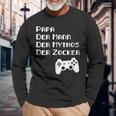 Damen Papa Zockerater Gamer Geburtstag Spruch Lustig Geschenk Mit-Ausschnitt Langarmshirts Geschenke für alte Männer