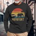 Damen Papafant Papa Elefant Retrointage Sunsetatertag Savanne Mit-Ausschnitt Langarmshirts Geschenke für alte Männer