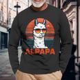 Damen Retrointage Alpapaatertag Bester Papa Alpaka Alpapa Mit-Ausschnitt Langarmshirts Geschenke für alte Männer