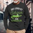 Das Leben Ist Schöner Mit Krokodilen Zoo Animal Crocodile Langarmshirts Geschenke für alte Männer